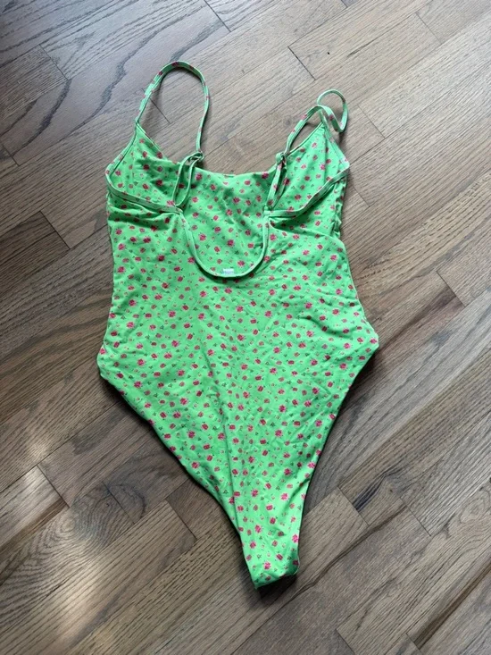 NEW Green Floral One-Piece Swimsuit - Picture 2 of 4